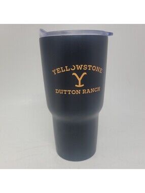Yellowstone Dutton Ranch Stainless Steel Tumbler Black Sliding Lid 30oz